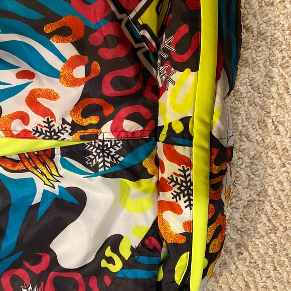 80’s 90’s “Ski Wild” Retro Neón Print Ski Pullover Jacket - Picture 5 of 6